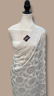 Pure Georgette Banarasi Saree - silver zari - The Handlooms