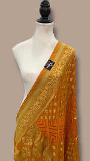 Pure Georgette Banarasi Bandhej Handloom Dupatta - The Handlooms