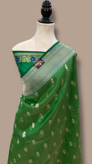 Pure Kora Katan Handloom Banarasi All Over Kadua Motifs Saree - The Handlooms