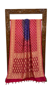 Dual Shade Pure Georgette Banarasi Bandhej Handloom Saree - The Handlooms