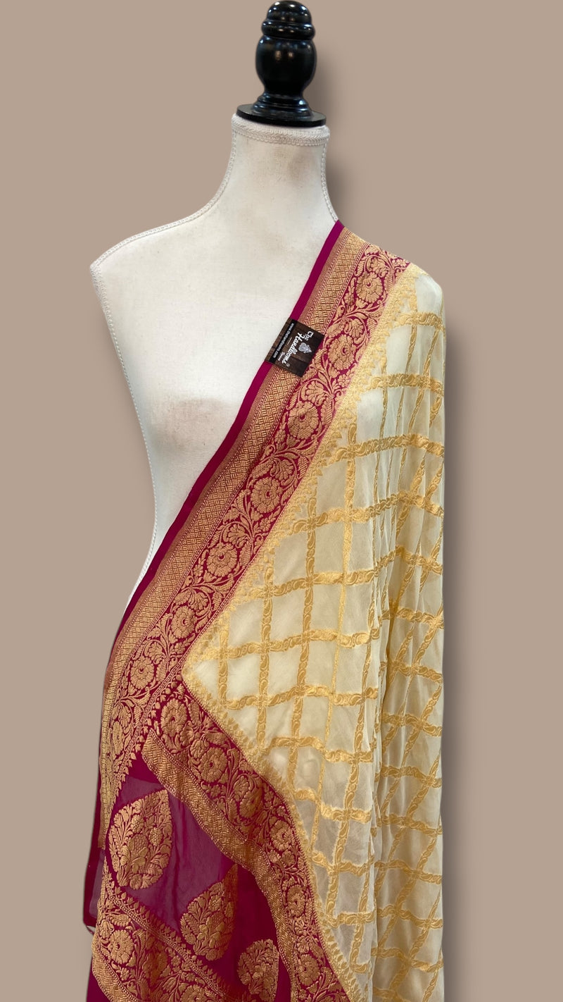 Khaddi Georgette Handloom Banarasi Dupatta - The Handlooms