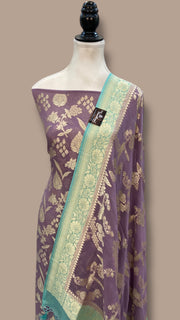 Khaddi Georgette Banarasi Dress material Water Zari - The Handlooms