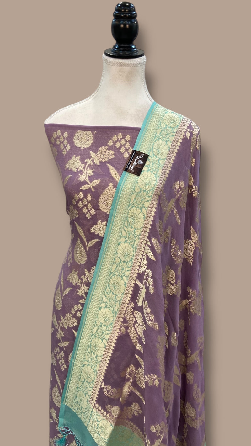 Khaddi Georgette Banarasi Dress material Water Zari - The Handlooms