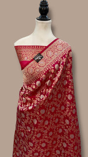 Pure Katan Silk Banarasi Handloom Saree - All Over Sona Roopa Jaal Work - The Handlooms