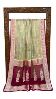 Pure Khaddi Georgette Handloom Banarasi Saree with water zari - The Handlooms