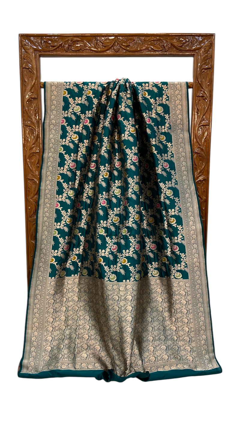 Pure Katan Silk Banarasi Handloom Saree - All over Jaal work With Meenakari - The Handlooms