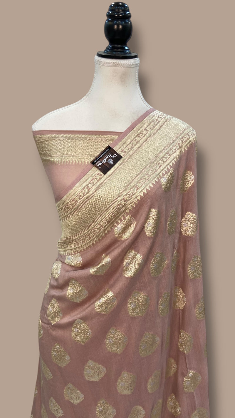 Moonga Georgette Handloom Banarasi Saree - The Handlooms