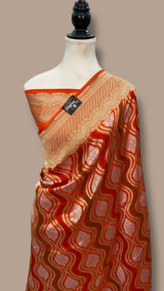 Pure Katan Silk Banarasi Handloom Saree - All over Sona Roopa Jaal work - The Handlooms