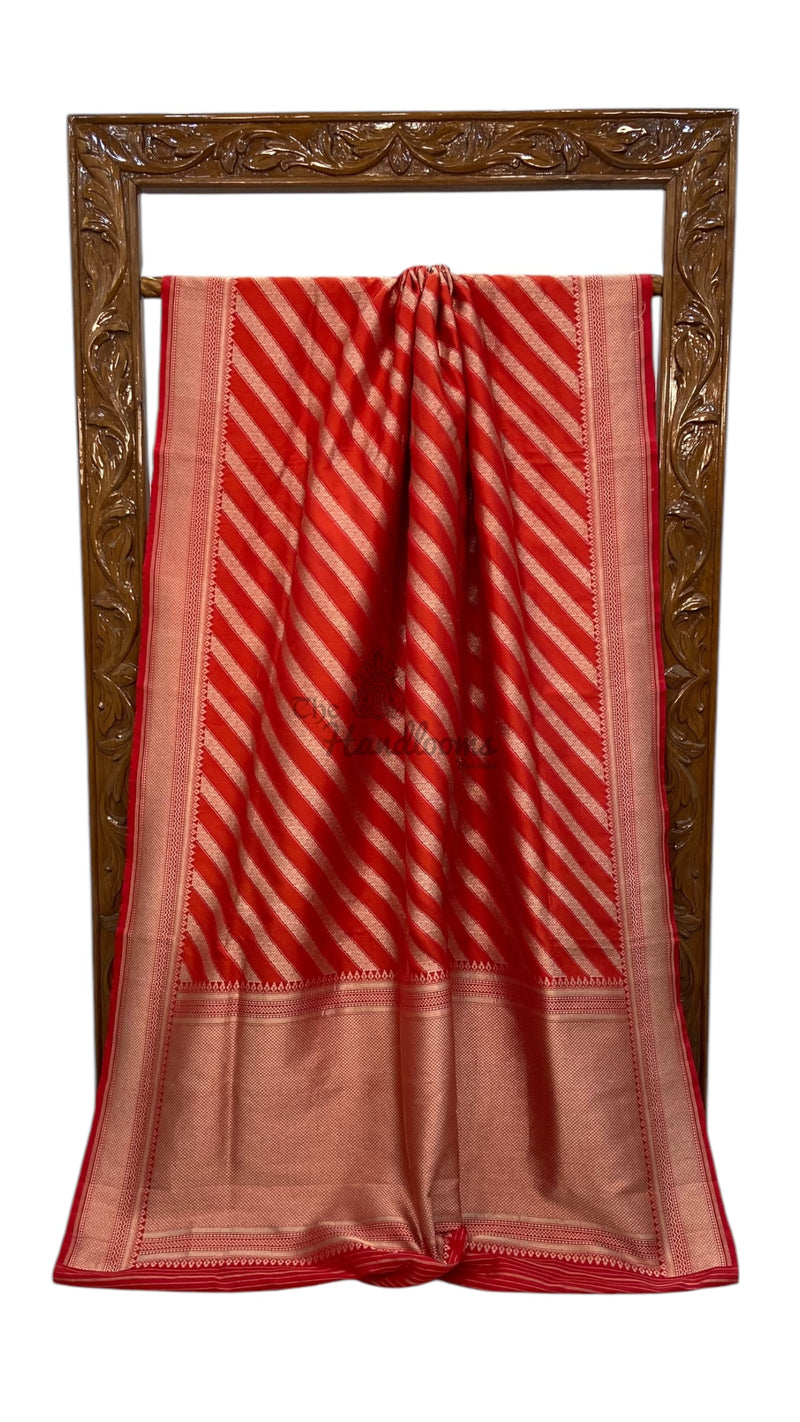 Regal Pure Katan Silk Banarasi Saree – Handwoven Tanchui Brocade - The Handlooms