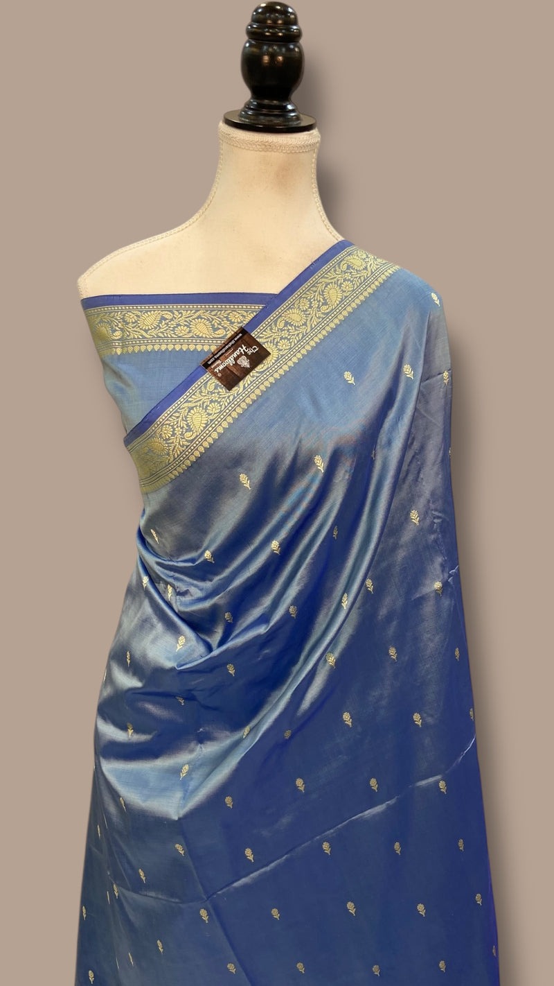 Pure Katan Silk Reshmi Zari Banarasi Handloom Saree - The Handlooms
