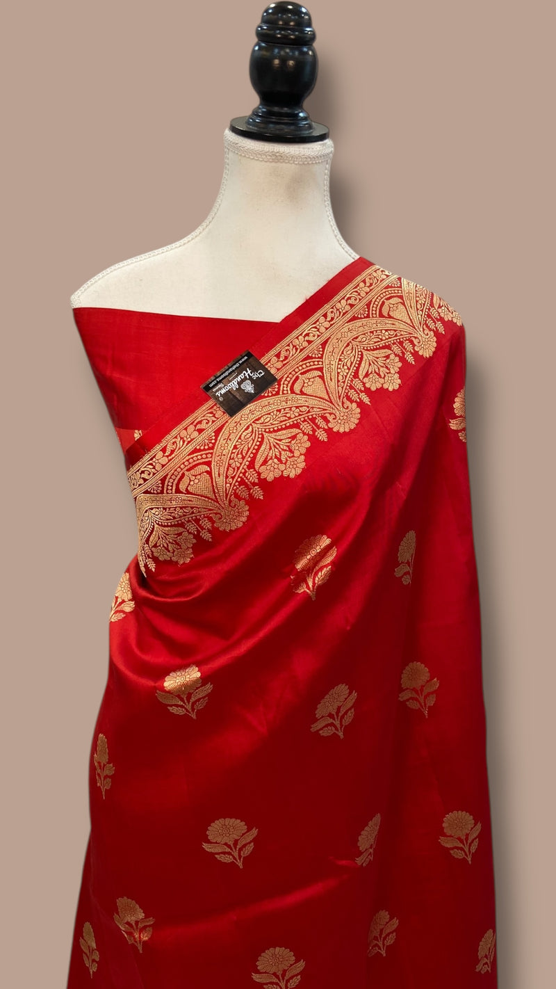 Pure Katan Silk Banarasi Handloom Saree - All over Kadua motifs - The Handlooms