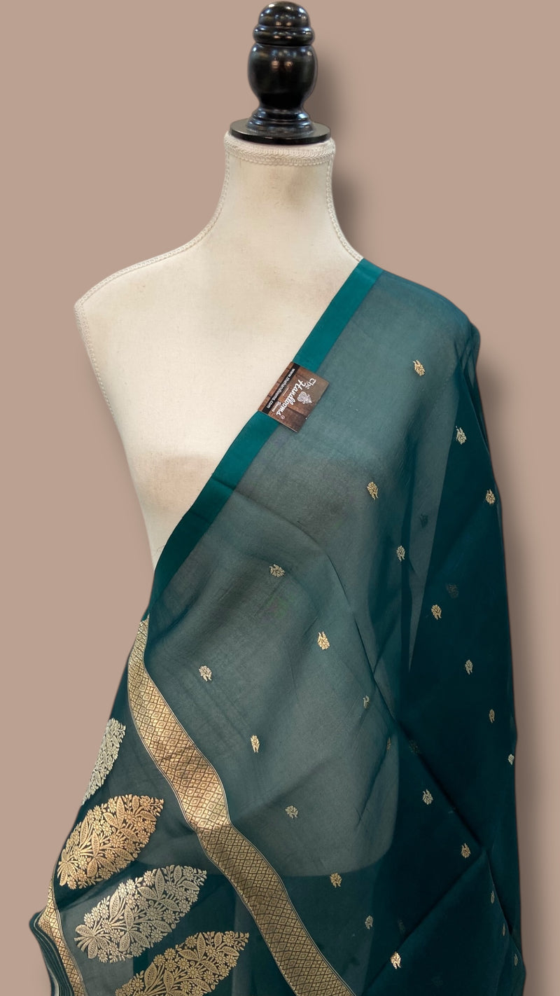 Pure kora Banarasi Handloom Dupatta - The Handlooms
