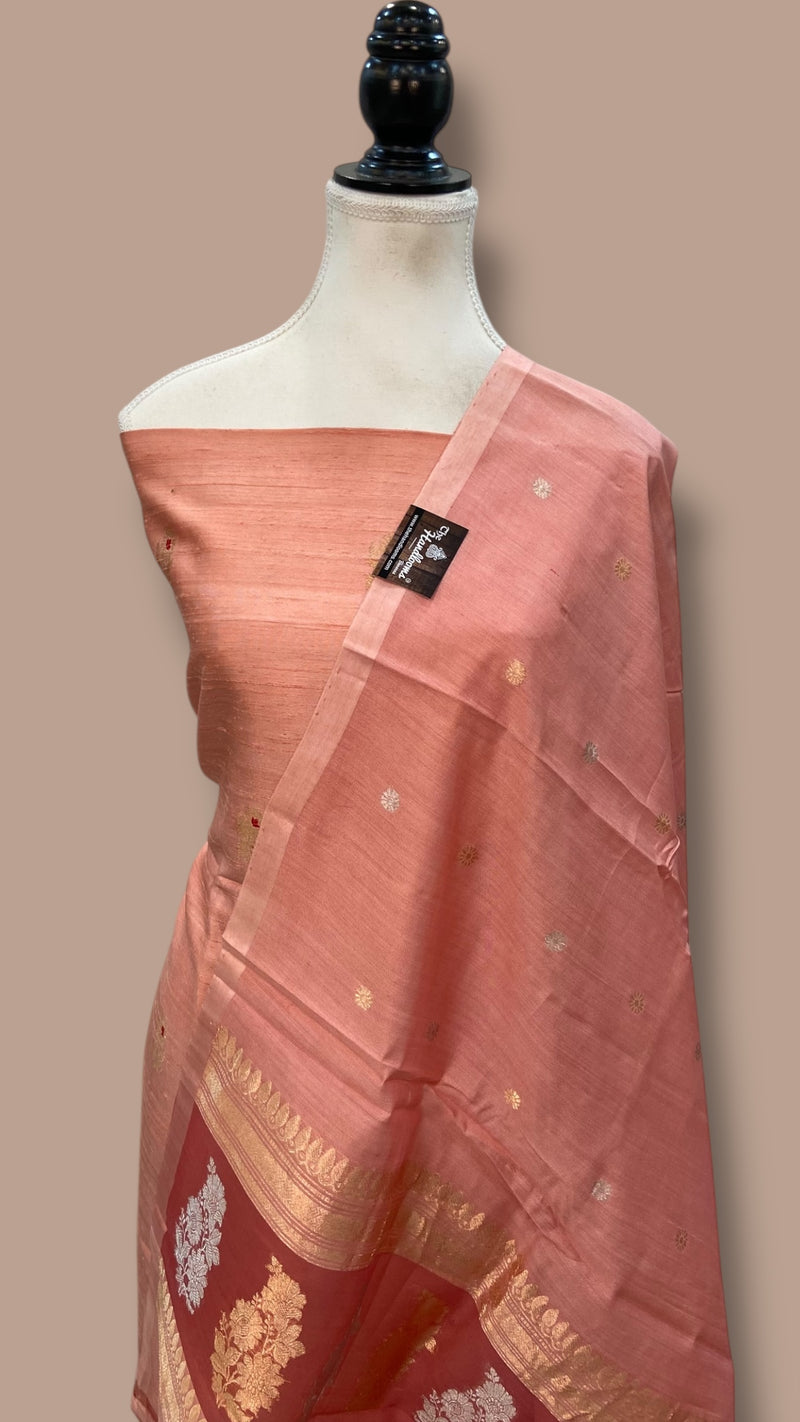 Pure Raw Silk Banarasi Handloom Dress material - All Over Kadua Motifs With Silk Dupatta - The Handlooms