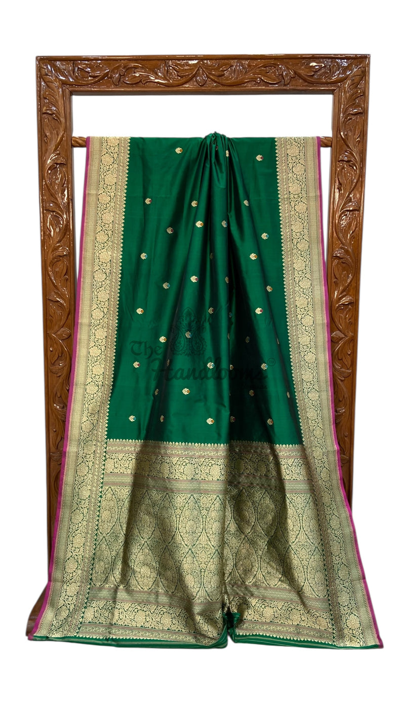 Pure Katan Silk Banarasi Handloom Saree - All over Kadua motifs With Meenakari - The Handlooms