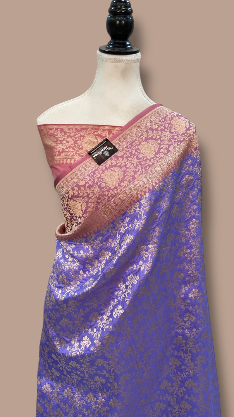 Pure Katan Silk Banarasi Handloom Saree - Satan Border - The Handlooms