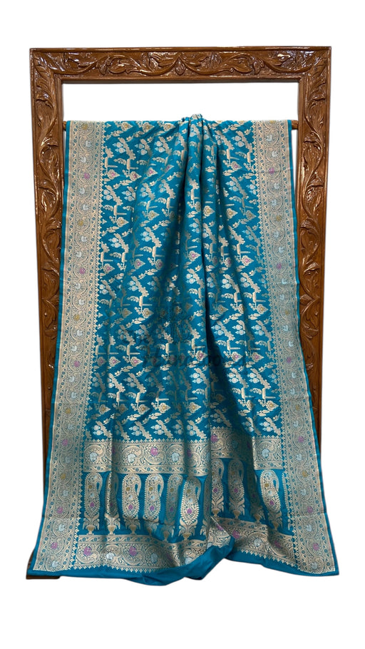 Pure Katan Silk Banarasi Handloom Saree - All over Jaal work With Meenakari - The Handlooms