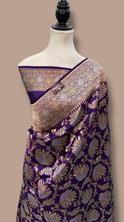 Pure Katan Silk Banarasi Handloom Saree - All Over Sona Roopa Jaal work - The Handlooms