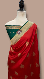 Pure Katan Silk Banarasi Handloom Saree - All over Kadua motifs - The Handlooms