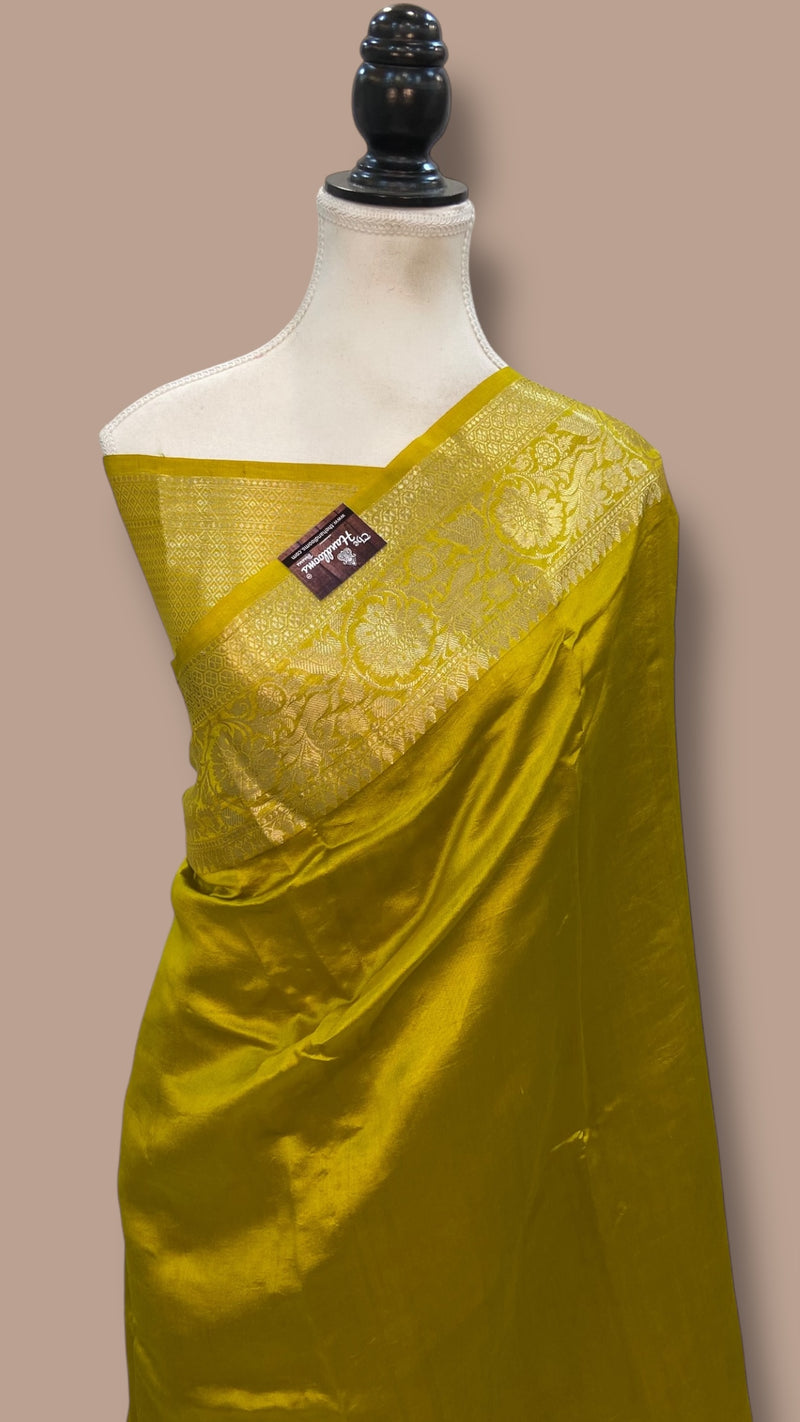Mustard Yellow Pure Silk Banarasi Saree - The Handlooms