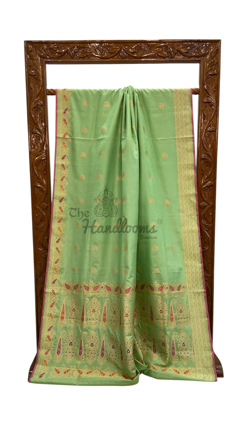 Pure Katan Silk Banarasi Handloom Saree - All over Kadua motifs With Meenakari - The Handlooms