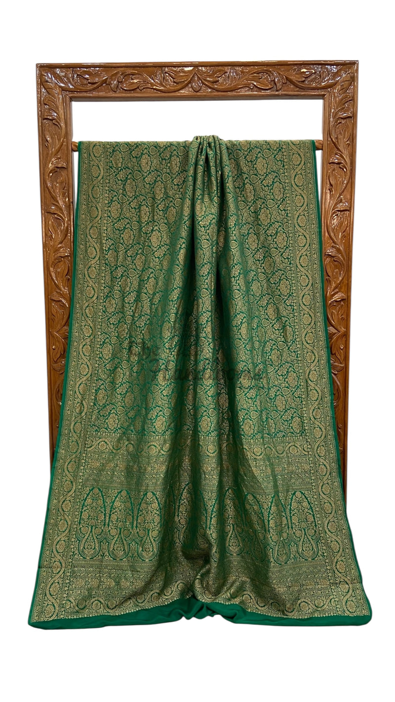 Pure Khaddi Crepe Georgette Banarasi Handloom Saree-Brocade - The Handlooms
