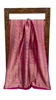 Regal Pure Katan Silk Banarasi Saree – Handwoven Tanchui Brocade with Meenakari Work - The Handlooms