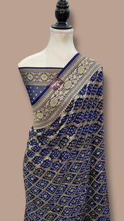 Pure Georgette Banarasi Bandhej Handloom Saree - The Handlooms