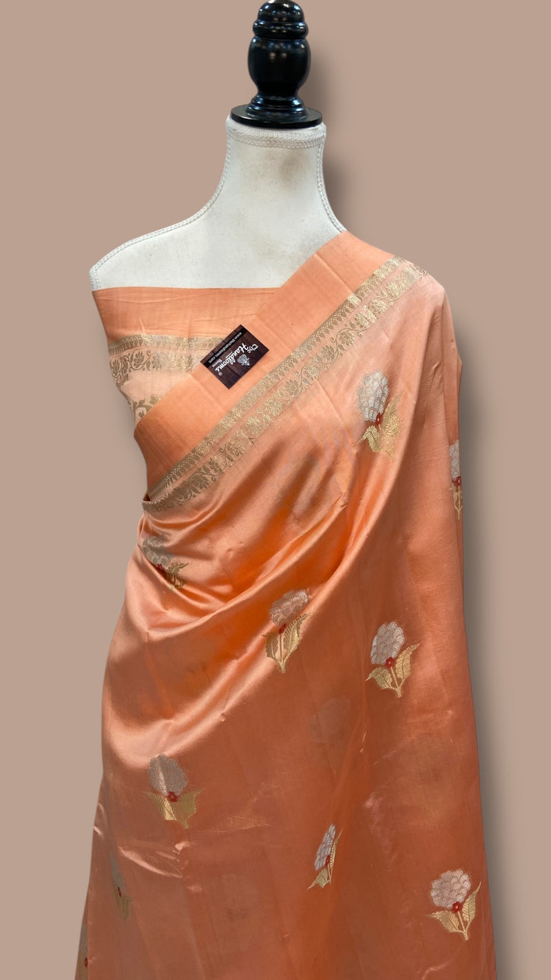 Pure Mango Silk Banarasi Handloom Saree - The Handlooms