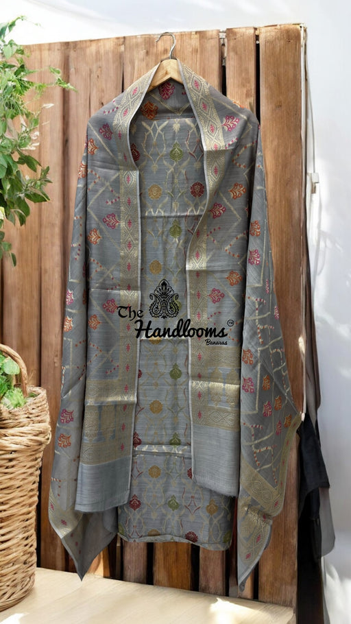 Pure Moonga Georgette Banarasi Dress Material - The Handlooms