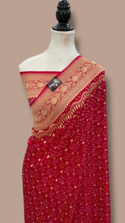Pure Georgette Banarasi Bandhej Handloom Saree - The Handlooms