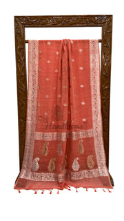 Handloom Banarasi Khaddi Georgette Tissue Saree | All-Over Sona Roopa Kadua Motifs & Meenakari - The Handlooms