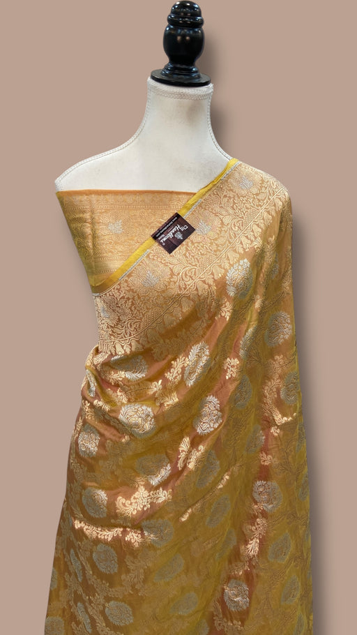 Pure Katan Silk Banarasi Handloom Saree - All Over Sona Roopa Jaal Work - The Handlooms