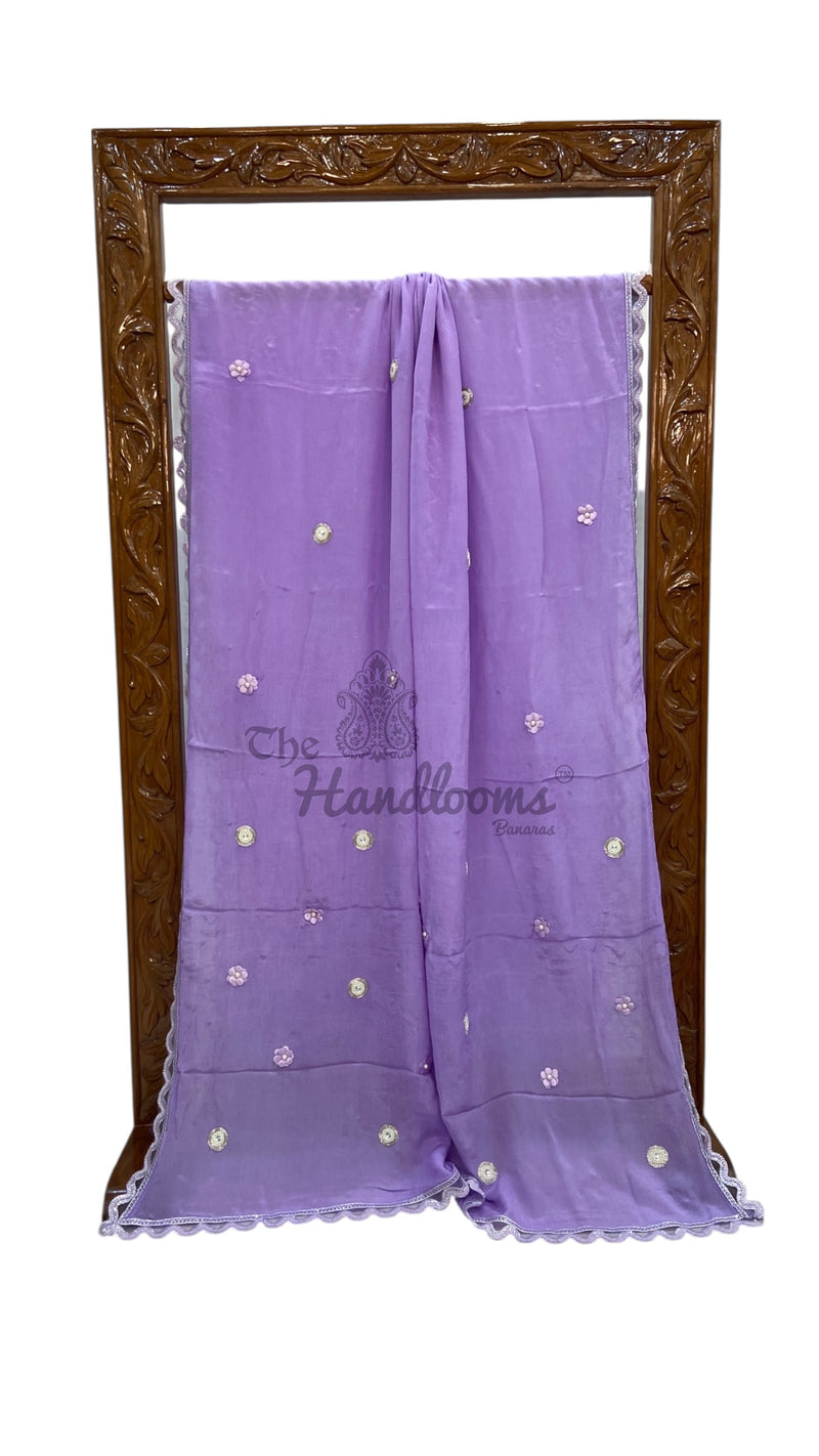 Pure Georgette Handloom Banarasi Saree with Handwork Lace - The Handlooms