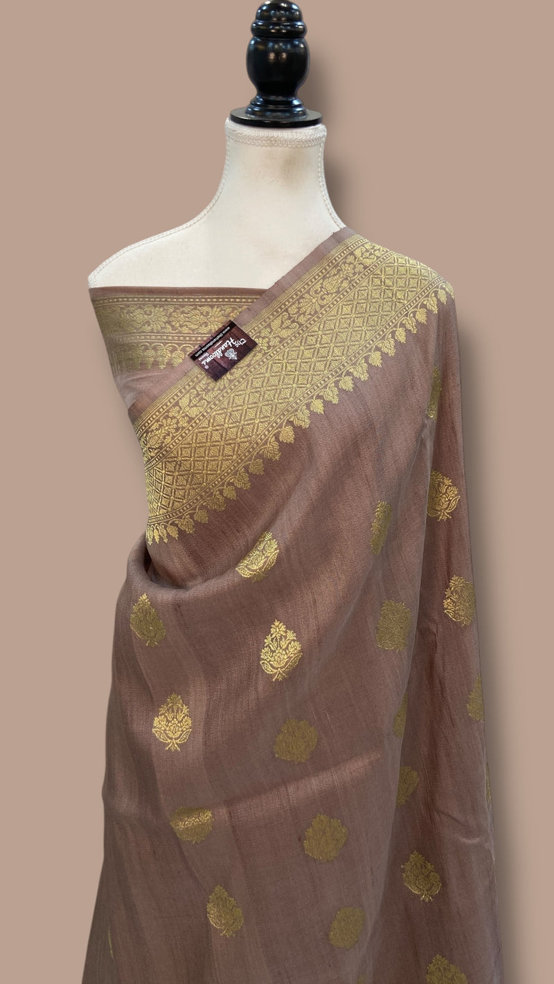 Tussar Georgette Handloom Banarasi Saree - All Over Kadua Boota - The Handlooms