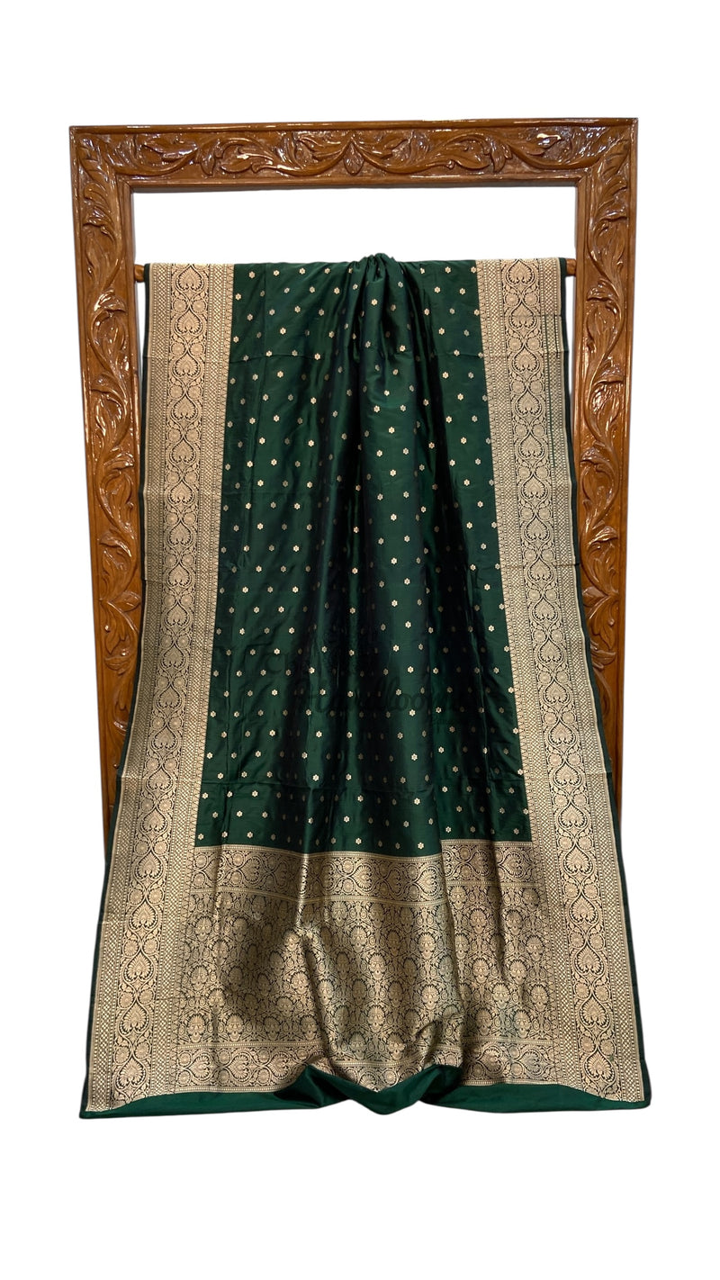Pure Katan Silk Banarasi Handloom Saree - All Over Motifs - The Handlooms