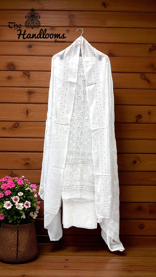 Pure Georgette Banarasi Chikankari 3-Piece Suit - The Handlooms