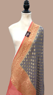 Pure Khaddi Georgette Dupatta - water zari - The Handlooms