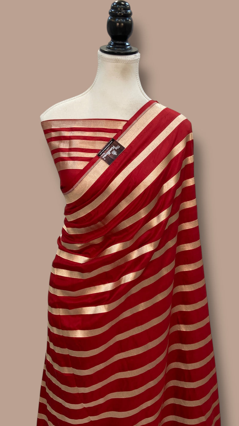 Dia Mirza in Pure Katan Silk Banarasi Handloom Saree - Stripe - The Handlooms