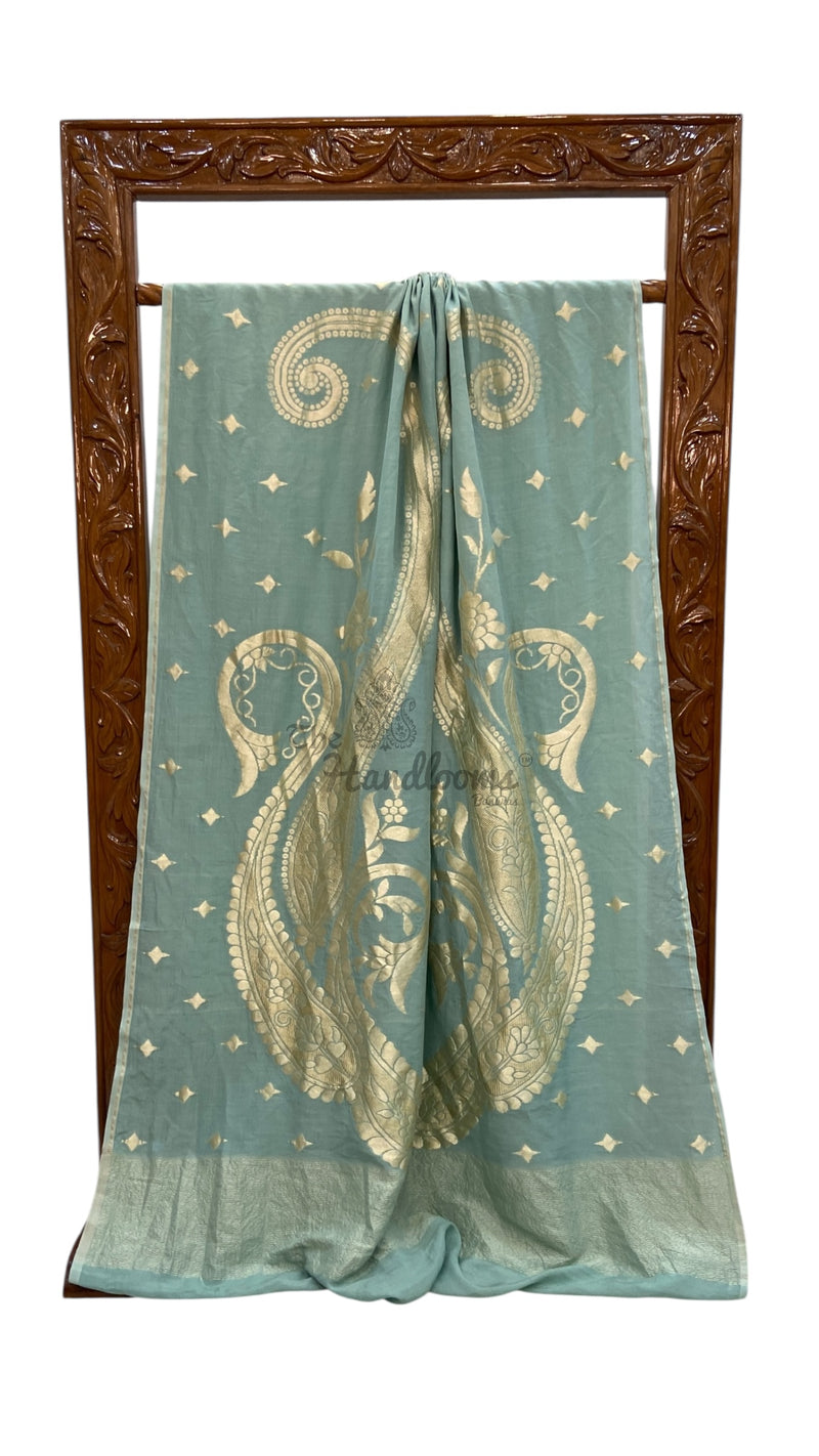 Moonga Georgette Handloom Banarasi Saree - The Handlooms