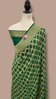 Pure Georgette Banarasi Bandhej Handloom Saree - The Handlooms