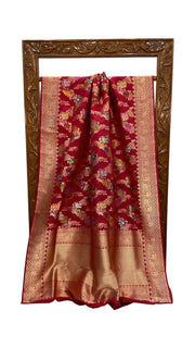 Ektara Pure Katan Silk Banarasi Handloom Saree - All over kadiyal Jaal work - The Handlooms