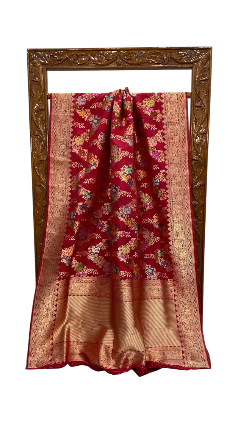 Ektara Pure Katan Silk Banarasi Handloom Saree - All over kadiyal Jaal work - The Handlooms