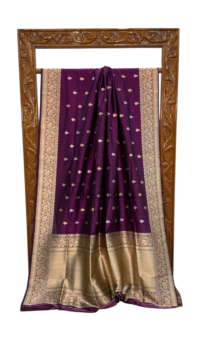 Pure Katan Silk Banarasi Handloom Saree - All Over Kadua Motifs - The Handlooms