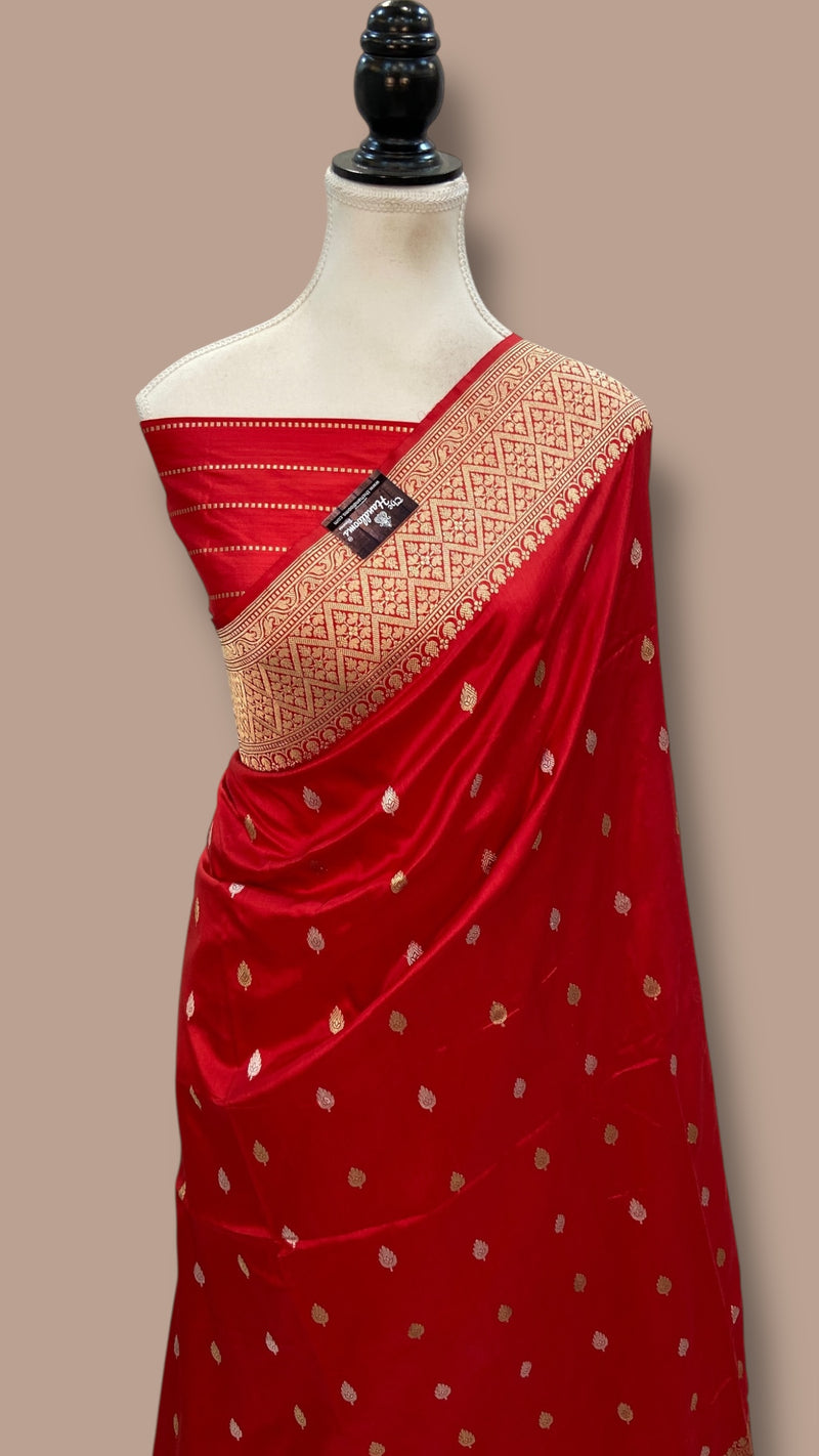 Pure Katan Silk Banarasi Handloom Saree - All Over Kadua Motifs - The Handlooms