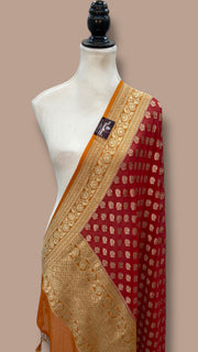 Pure Khaddi Georgette Dupatta - water zari - The Handlooms