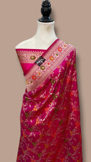 Pure Katan Silk Banarasi Handloom Saree - All over Jaal Work With Meenakari - The Handlooms