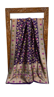 Pure Katan Silk Banarasi Handloom Saree - All over Jaal Work With Meenakari - The Handlooms