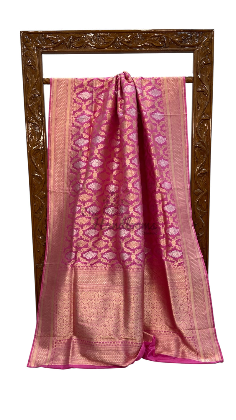 Pure Katan Silk Banarasi Handloom Saree - All Over Sona Roopa Jaal Work - The Handlooms