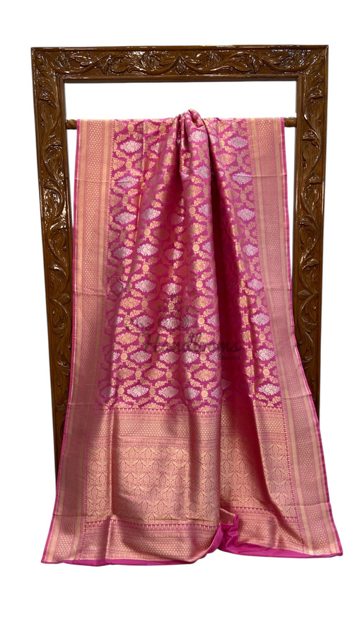Pure Katan Silk Banarasi Handloom Saree - All Over Sona Roopa Jaal Work - The Handlooms