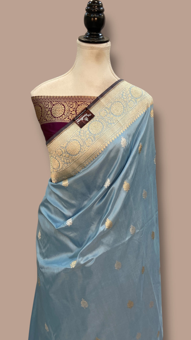 Pure Katan Silk Banarasi Handloom Saree - All Over Kadua Motifs - The Handlooms